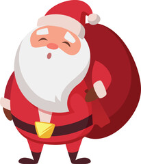 Santa with big red sack. Gift bag mascot