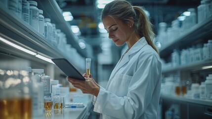Female Scientist Analyzing Samples in Laboratory