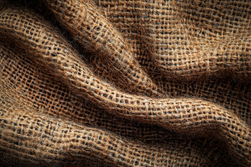 Fototapeta premium Close-up of textured fabric with focus on interwoven threads and tightly wound structure.