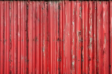  Red corrugated sheet metal. Roof texture background. Steel wall pattern. Container made of iron panels. Ribbed fence for the house used in construction. 
