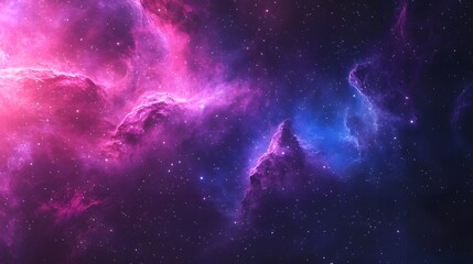 Obraz premium Cosmic Nebula with Pink and Blue Clouds and Scattered Stars
