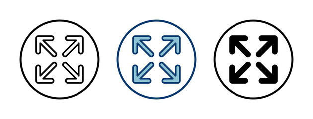 Fullscreen Icon vector isolated on white background. Expand to full screen icon. Fullscreen sign icon. Arrows symbol