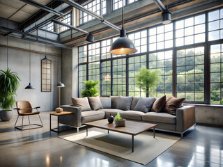 Fototapeta premium A modern industrial living room