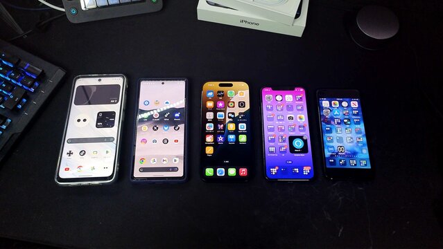Smartphone Size Comparison Review: Apple iPhone 16 Pro, iPhone 11 Pro, iPhone 7, XREAL Beam Pro, and Google Pixel 7a Side by Side