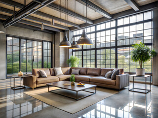 A modern industrial living room