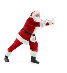 Santa Claus pulling on white background