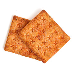 Biscuit cracker with beef floss flavor. isolated on white background. 