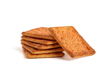 Biscuit cracker with beef floss flavor. isolated on white background. 