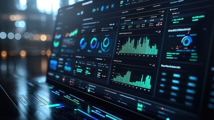 Obraz premium Modern Data Dashboard with Interactive Graphs and Charts