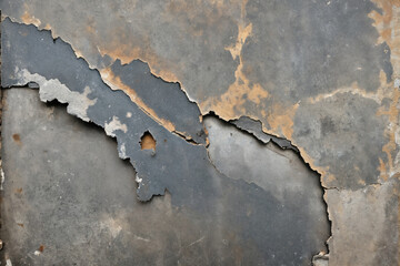 Rust-stained and peeling wall texture with weathered, cracked surface