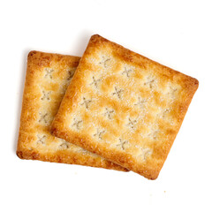 Biscuit crackers with sugar flavor.  Isolated on white background.