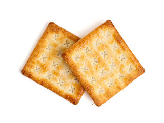 Biscuit crackers with sugar flavor.  Isolated on white background.