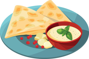 Chapati cartoon icon. Indian traditional food symbol