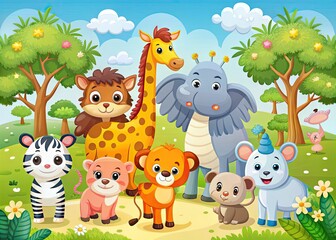 Adorable and Colorful Vector Illustrations Perfect for Children's Books and Playful Designs