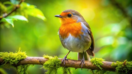 Fototapeta premium Adorable Fat Round Bird Perched on a Branch in a Lush Green Forest Setting During Daylight Hours