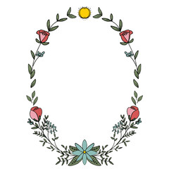 Fototapeta premium Oval shape floral wreath