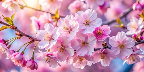 Obraz premium Beautiful Cherry Blossom Sakura in Japanese Art Style with Delicate Pink Petals and Serenity