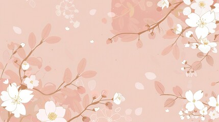 Warm Spring Blossoms Pink Background - a beautiful and enchanting sight. A delicate blend of pink blossoms against a warm spring backdrop, evoking a sense of renewal and hope