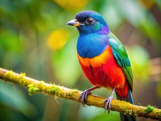 Obraz premium Calandria Bird Perched on Branch in Natural Habitat Showcasing Vibrant Plumage and Bright Colors