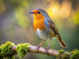 Fototapeta premium Captivating British Bird Perched on a Branch Against a Beautiful Natural Background in Soft Light