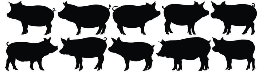 Pig silhouette set vector design big pack of animal illustration and icon