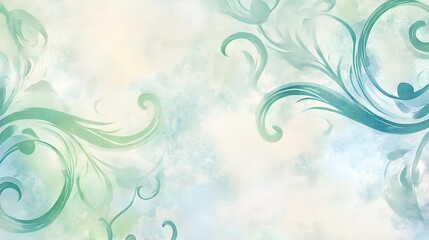 1A soft watercolor pattern featuring delicate blue and green swirls on a light pastel background