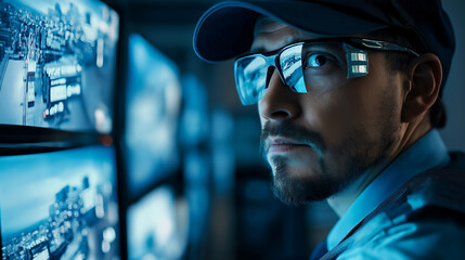 Vigilant Male Security Guard. Job Profession Portrait and Labor Concept.