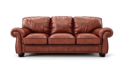 Fototapeta premium Leather sofa isolated on white background.