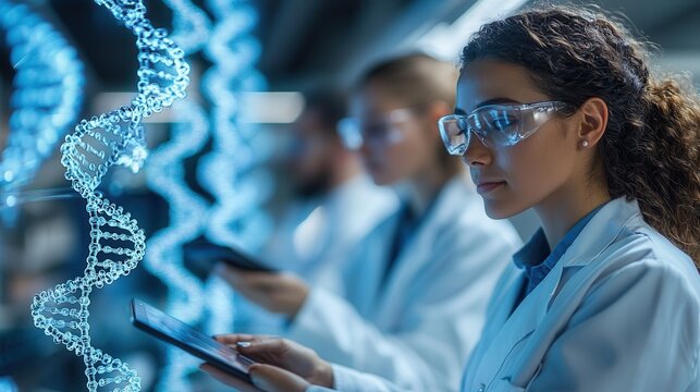 Scientist Analyzing DNA in Modern Laboratory Setting