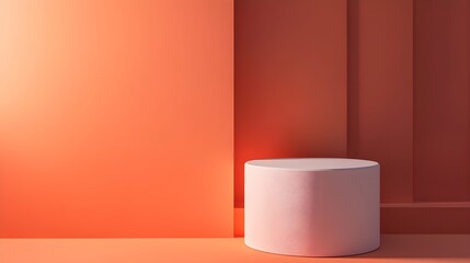 A modern 3D pedestal with a solid color backdrop, offering a professional look for presentations or exhibitions