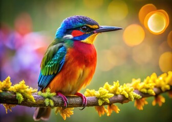 Fototapeta premium Colorful Alondra Bird Perched on a Branch in Nature, Showcasing Vibrant Feathers and Serenity