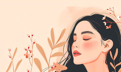 Fototapeta premium Aesthetic Minimalistic Illustration of a Beautiful Woman