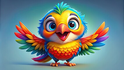 Fototapeta premium Colorful Cartoon Bird Character with Playful Expression and Fun Design for Creative Projects and Media