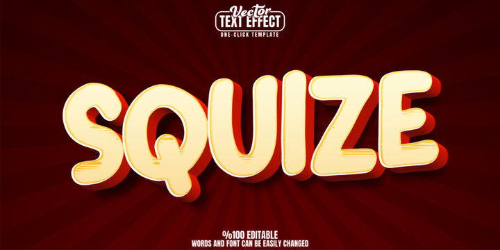 Cartoon editable text effect, customizable squize and fun 3d font style