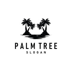 Palm Tree Logo, Beach Vector, Summer Design, Silhouette Symbol Illustration