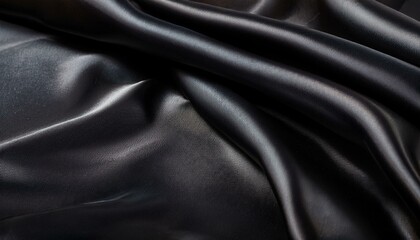 Smooth black satin fabric