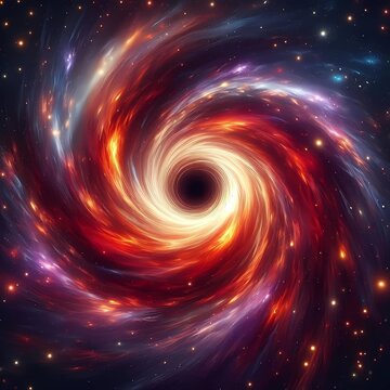 A galaxy vortex where stars and cosmic dust spiral toward a central black hole