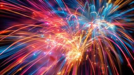 Colorful Fireworks Displaying Streaks of Light Against a Dark Sky