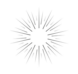 Geometric sun ray. Sunbeam and sunshine, sunburst. Minimalist creativity and artwork. Template and layout. Bursting and blast. Linear vector illustration