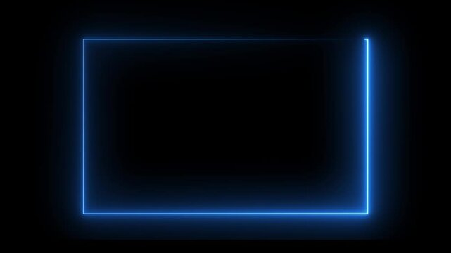 Glowing Neon light rectangle frame loading icon background.  Lasers are pink. repetitive motion animation, 