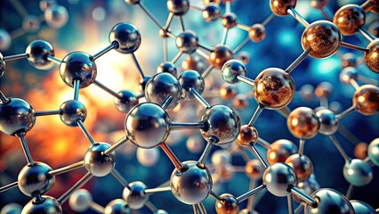 Detailed View of a Molecule Under Microscope Magnification Showcasing Intricate Structures and Bonds