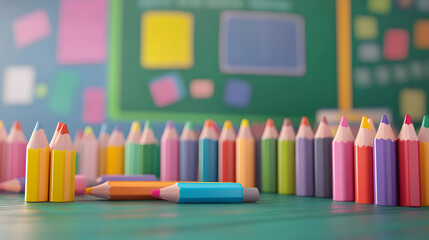 3D cartoon Crayon School background