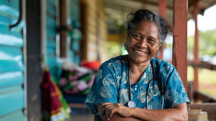 Fototapeta premium An Indigenous healthcare worker providing community support in a rural area