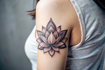 Elegant Minimalist Lotus Tattoo Design on Skin for Body Art Aesthetic and Spiritual Symbolism