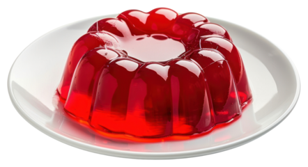 PNG  Red gelatin dessert on plate