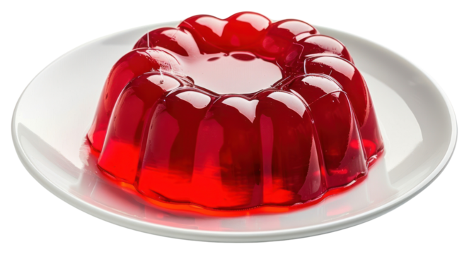 PNG  Red gelatin dessert on plate