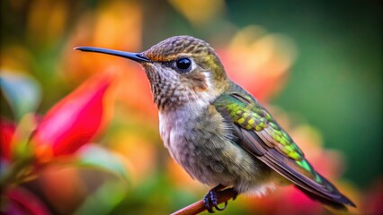 Fototapeta premium Exploring the Size of a Baby Hummingbird: Nature's Tiny Marvel in the Avian World