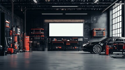 Spacious 3D Render of Car Repair Shop Interior