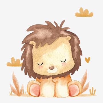 Cule Little Lion With Background
