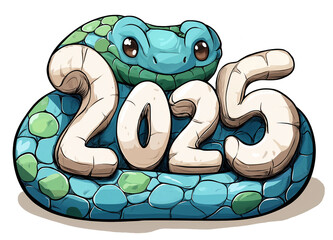 Fototapeta premium 2025 is the year of the blue snake in Asia, and it is said that you can receive blue energy. If you have to give New Year's greetings, try designing it with a cute blue snake illustration.